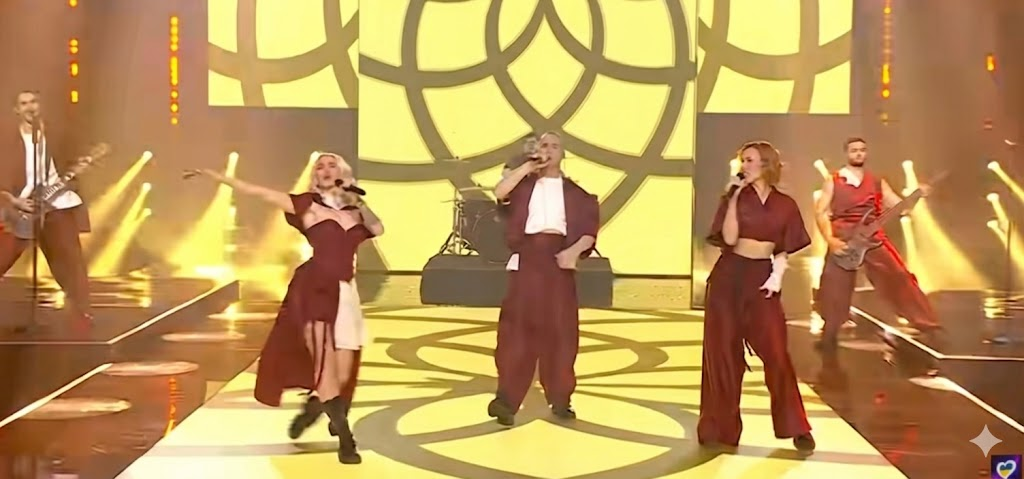 Satoshi actuando en el escenario del Vidbir 2026 en Kiev.